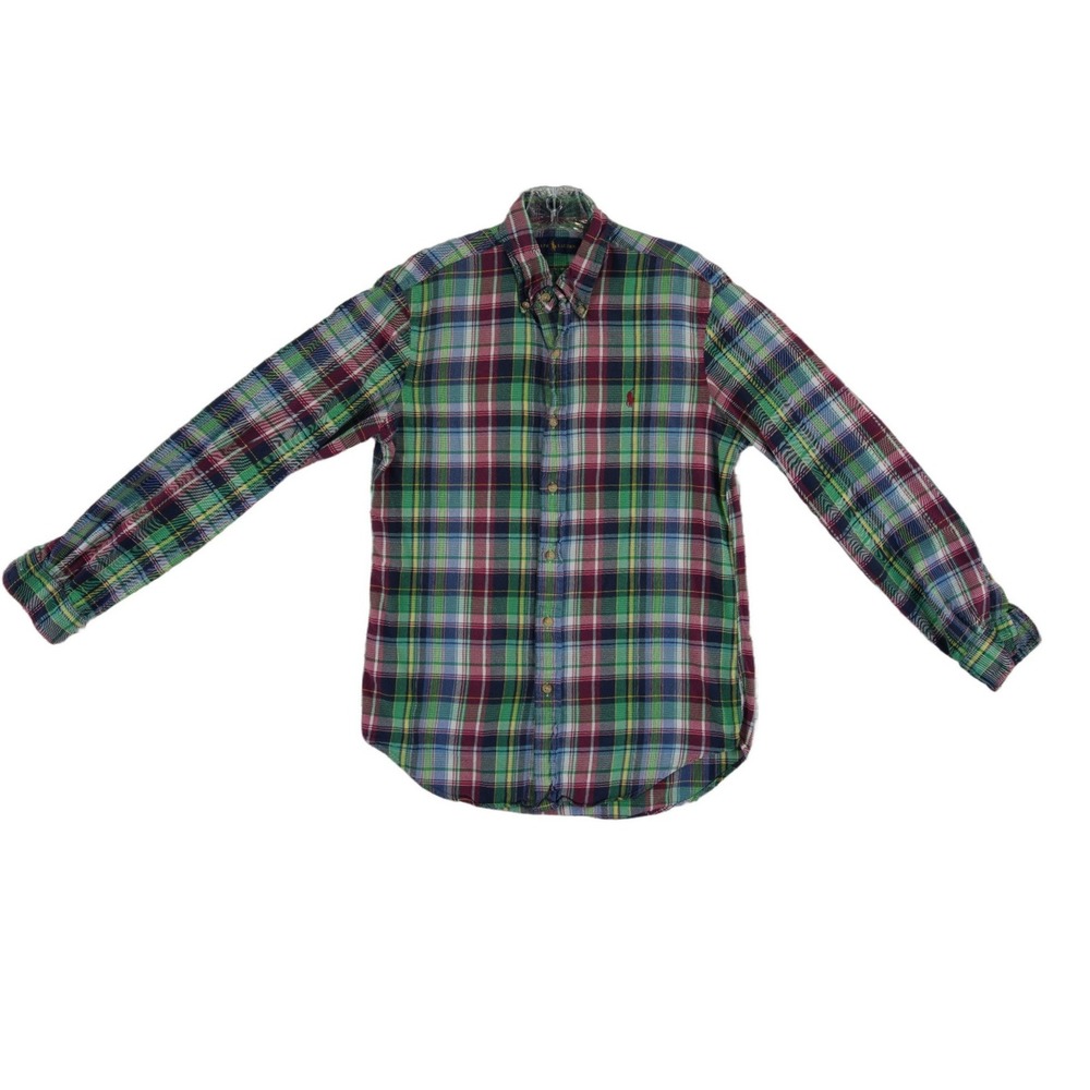 Ralph Lauren Button Down Shirt Mens Size Small Multicolor Plaid Pony 100% Cotton